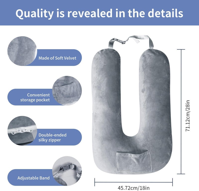 Cococu Car Pillow for Kids, Travel Pillow for Car, Toddler Travel Pillow for Sleeping Carseat Pillow for Adults, Removable and Washable Covers, Long Car Ride Essentials,Grey - Image 3